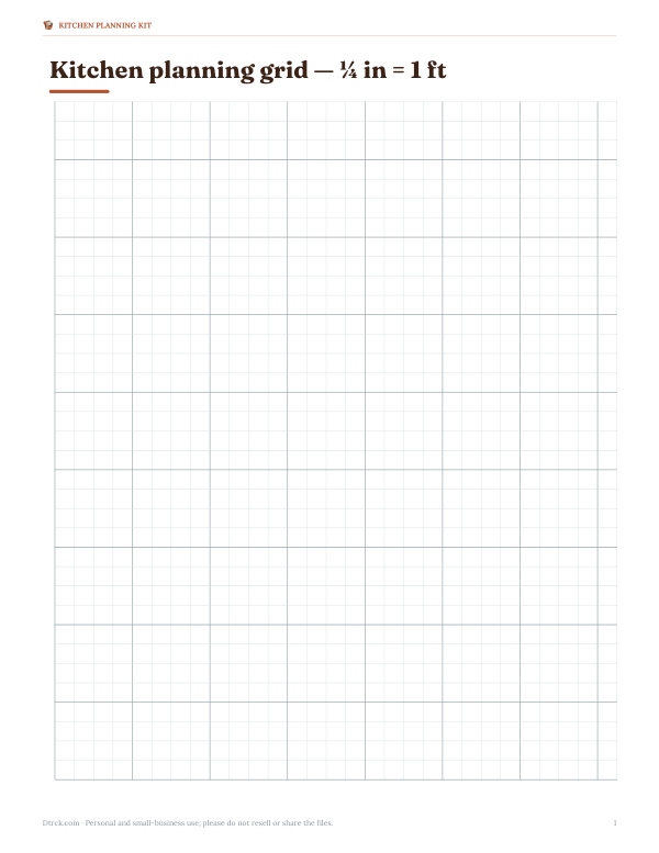 Preview of Printable Kitchen Planning Grid
